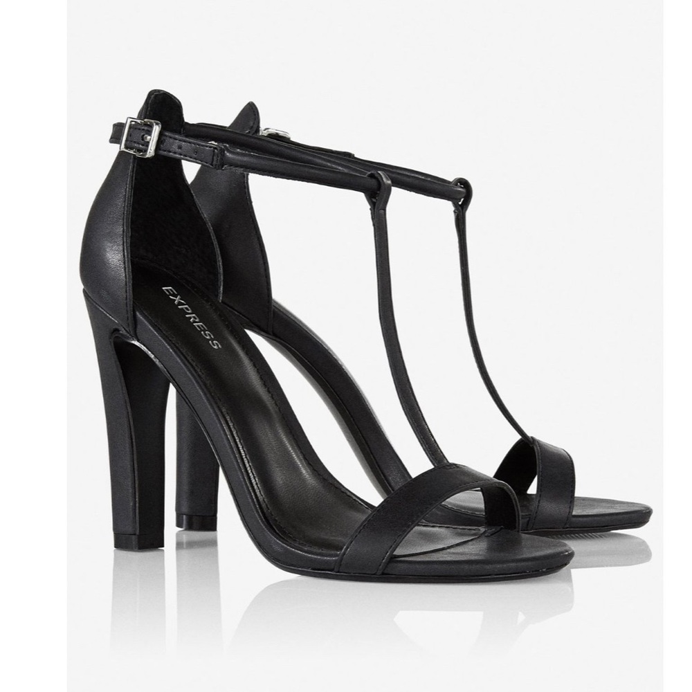 EXPRESS Black Slim T-trap Heel Sandal size WOMAN 6